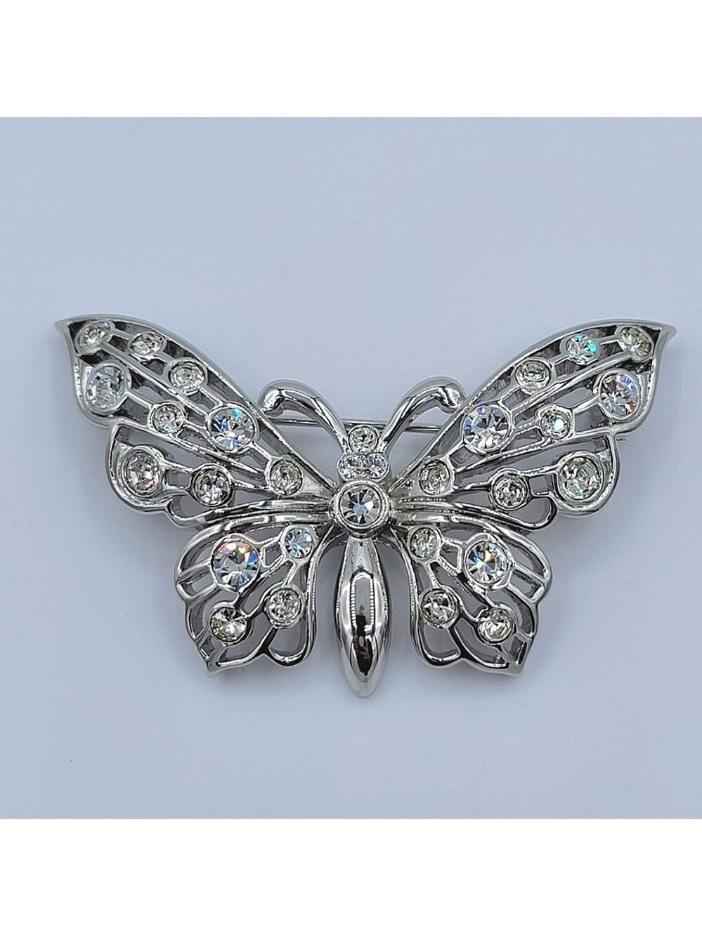 D'Orlan Silver Tone Butterfly Brooch #1708